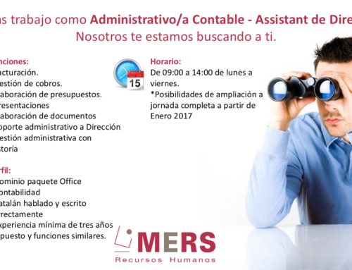 Oferta de Empleo de Administrativo/a Contable para trabajar en MERS